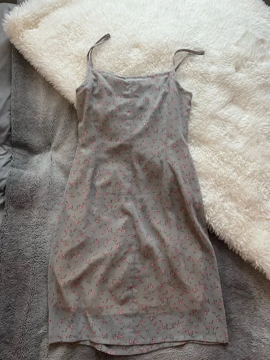 Mexx Grey with Pink Blossoms Midi Dress - Picture 3 of 3